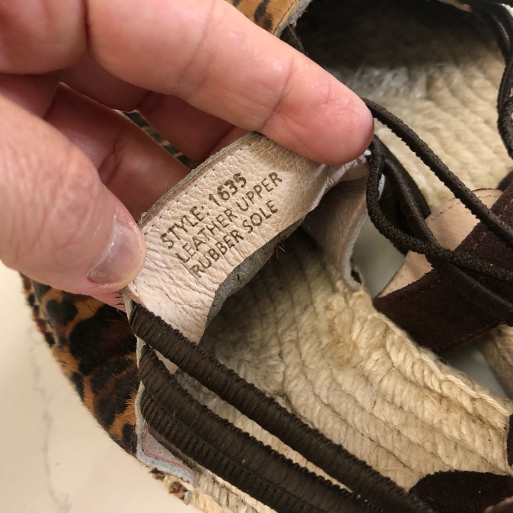 PICON leopard dyed pony hair handmade espadrille sandals SPAIN - Picture 8 of 10